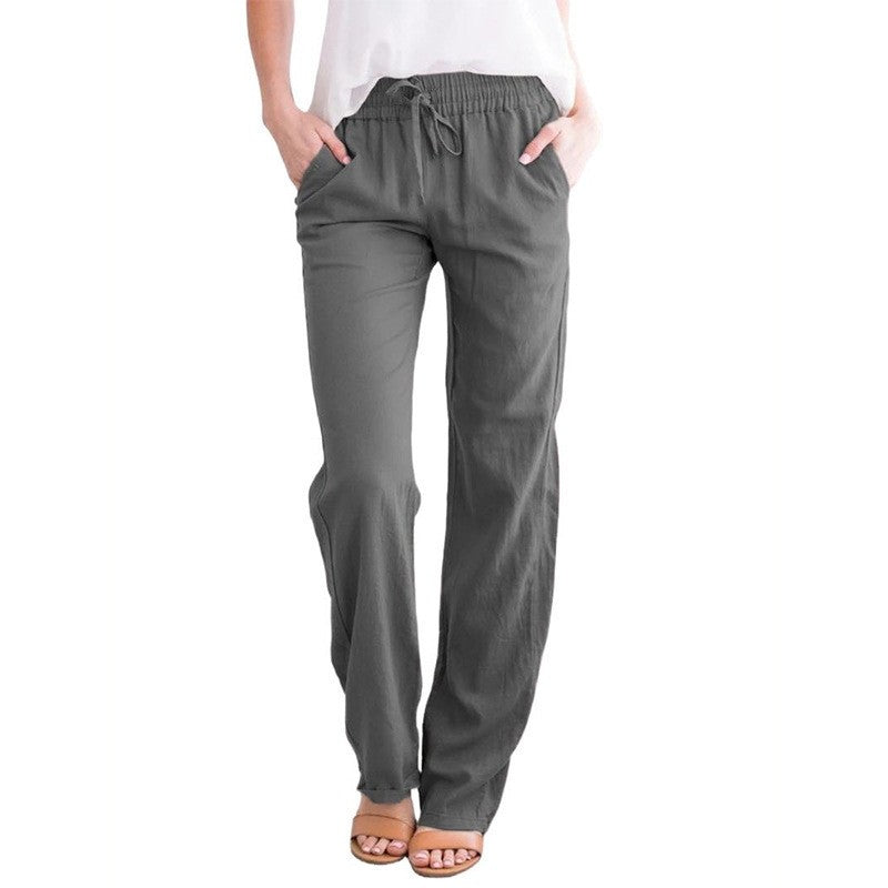 Relaxed Wide-Leg Pants with Adjustable Drawstring - Casual and Comfortable