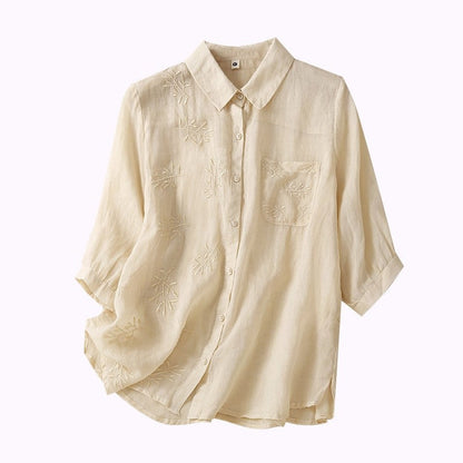 Relaxed Fit Casual Top with Three-Quarter Sleeves