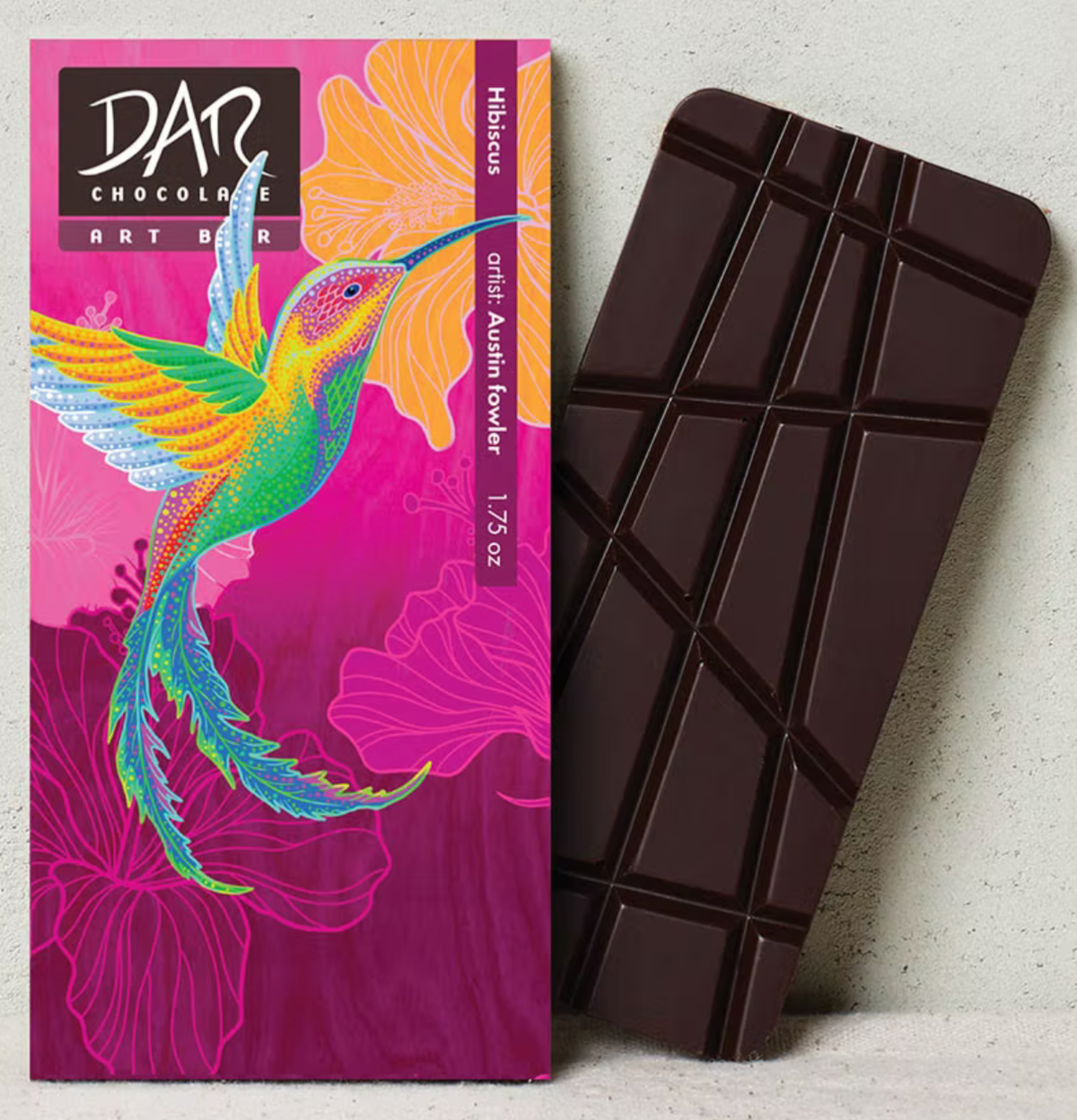 Art Bars: Hibiscus 72% Dark Chocolate Bar Vegan Organic