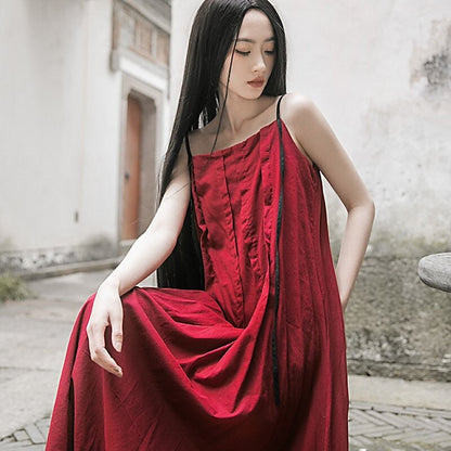 Flowy Solid Color Sling Dress