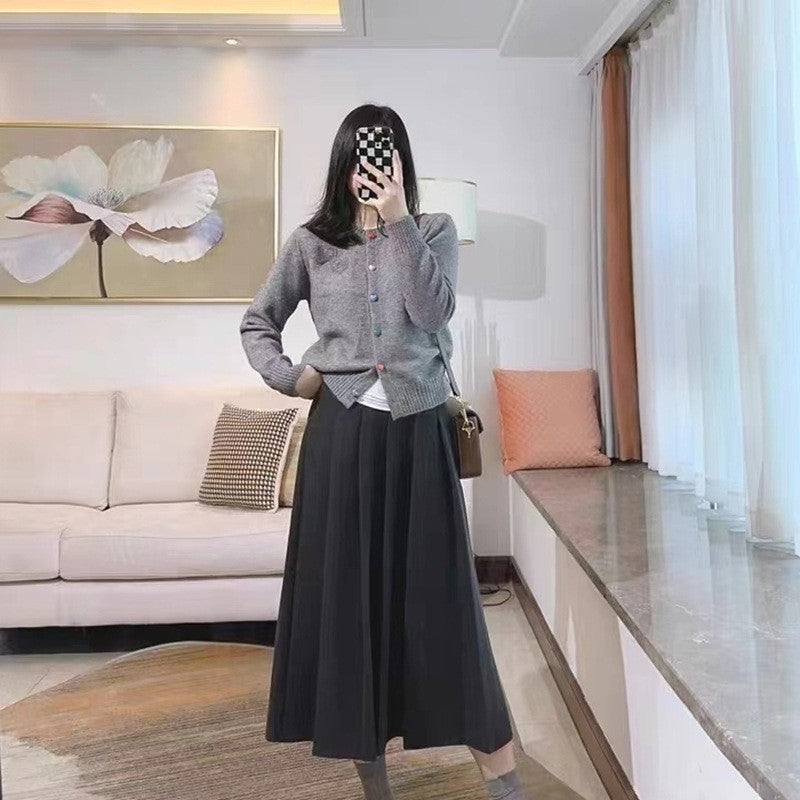 Solid Color Long Sleeve Single Breasted Knitted Cardigan Sweater