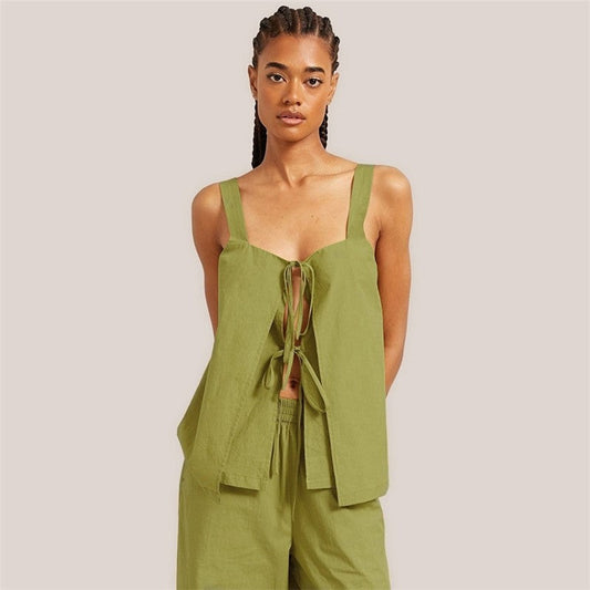 Cotton Camisole and Trousers Pajama Set for Women