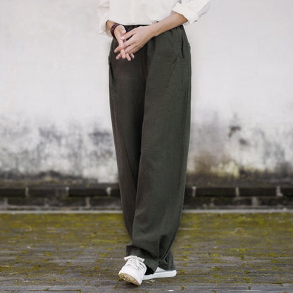 Fleece-Lined Solid Color Casual Lantern Pants