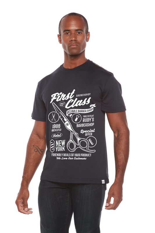 First Class Barber Men's Bamboo Viscose/Organic Cotton Short Sleeve Graphic T-Shirt