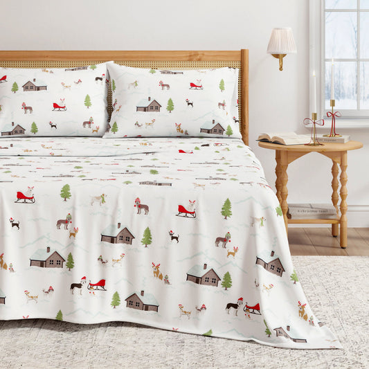 Turkish Cotton Christmas Flannel Sheet - Whittaker Collection