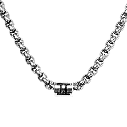 Vintage Zodiac Necklace Stainless Steel Box Chain Astrology Jewelry for Men
