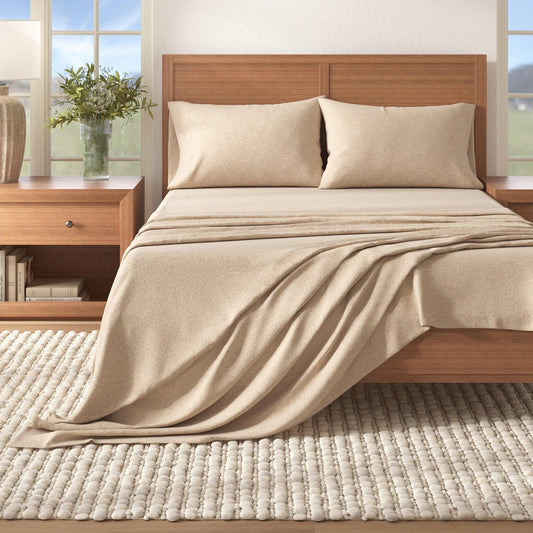 Heathered Solid Cotton Blend Flannel Sheet Set - Anders Collection