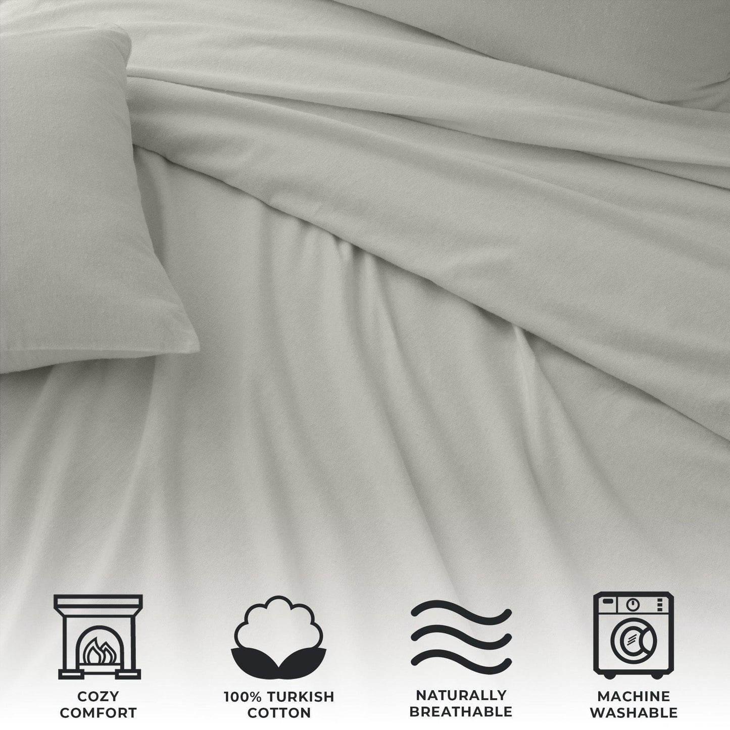 Cotton Solid Flannel Sheet - Nordic Collection