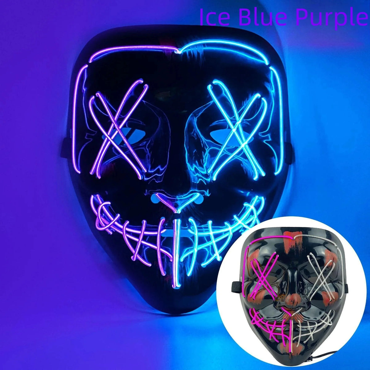 Neon LED Purge Mask | Light-Up Masquerade Party Accessory