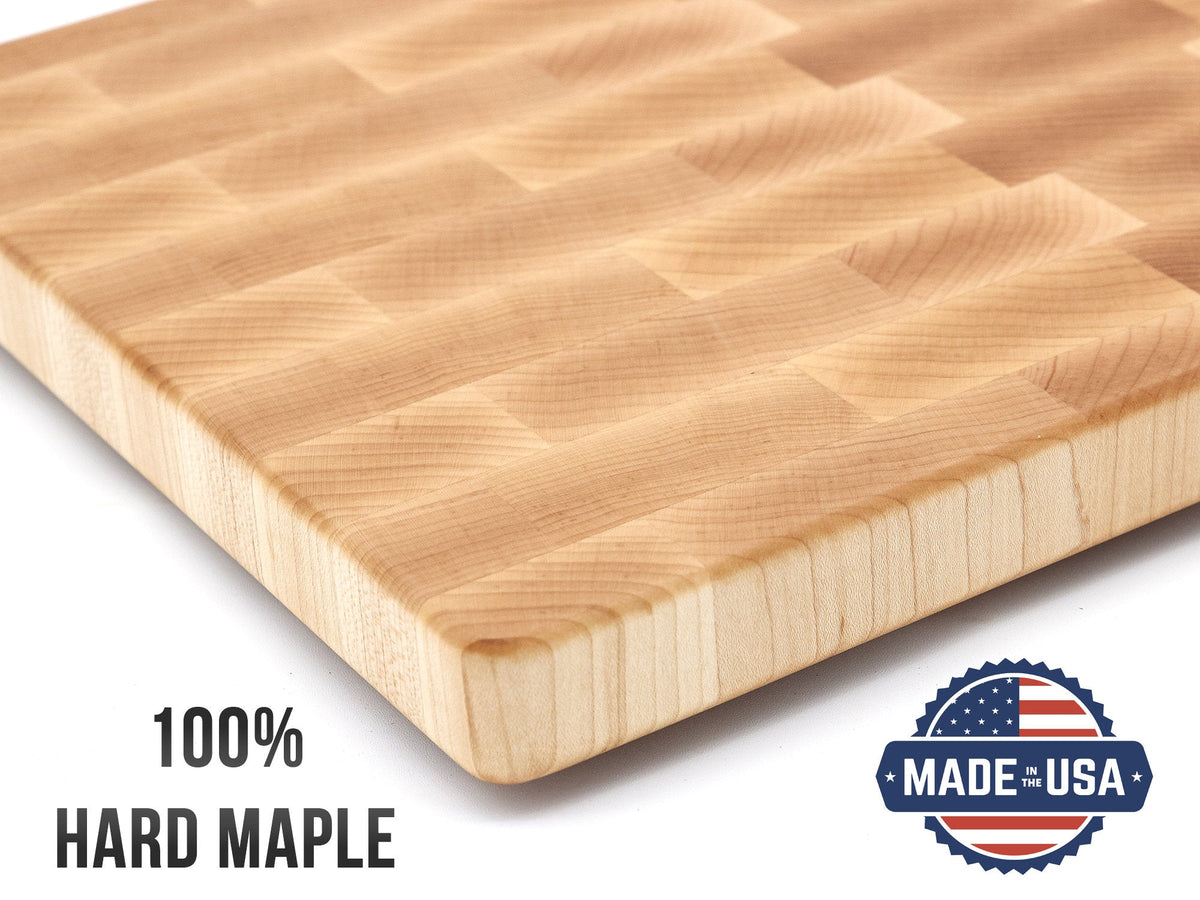 Maple Large End Grain Cutting Board, Maple Butcher Block with Rubber Feet, Wedding Gift, Anniversary Gift, Father's Day Gift, USA Made