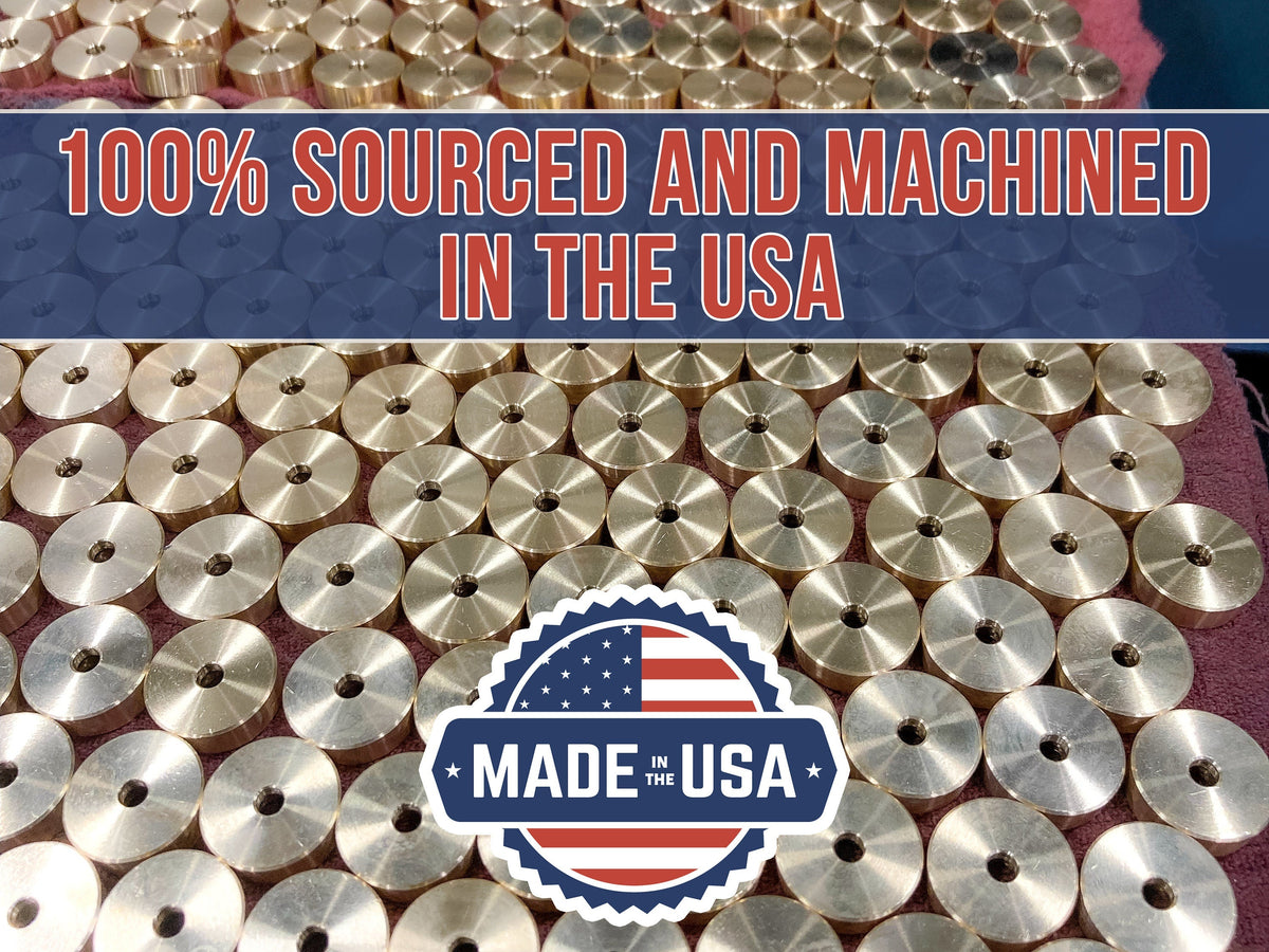 Premium Brass Cutting Board Feet - Set of 4, Includes Non-Slip Pads, and Phillips Screws. 1" Diameter Brass Hardware. 100% Made in the USA