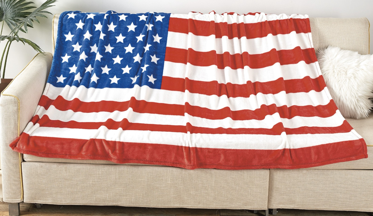 American USA Flag Oversized Throw Blanket 50x70" – Soft Micro Plush Reversible Patriotic Blanket for Couch, Outdoor Events & Home Decor
