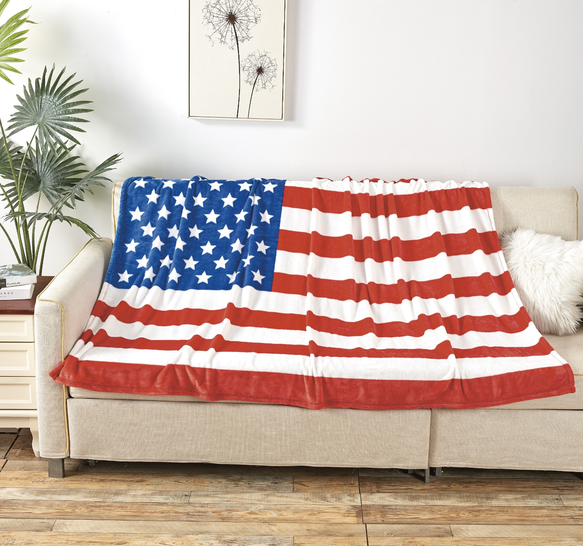 American USA Flag Oversized Throw Blanket 50x70" – Soft Micro Plush Reversible Patriotic Blanket for Couch, Outdoor Events & Home Decor