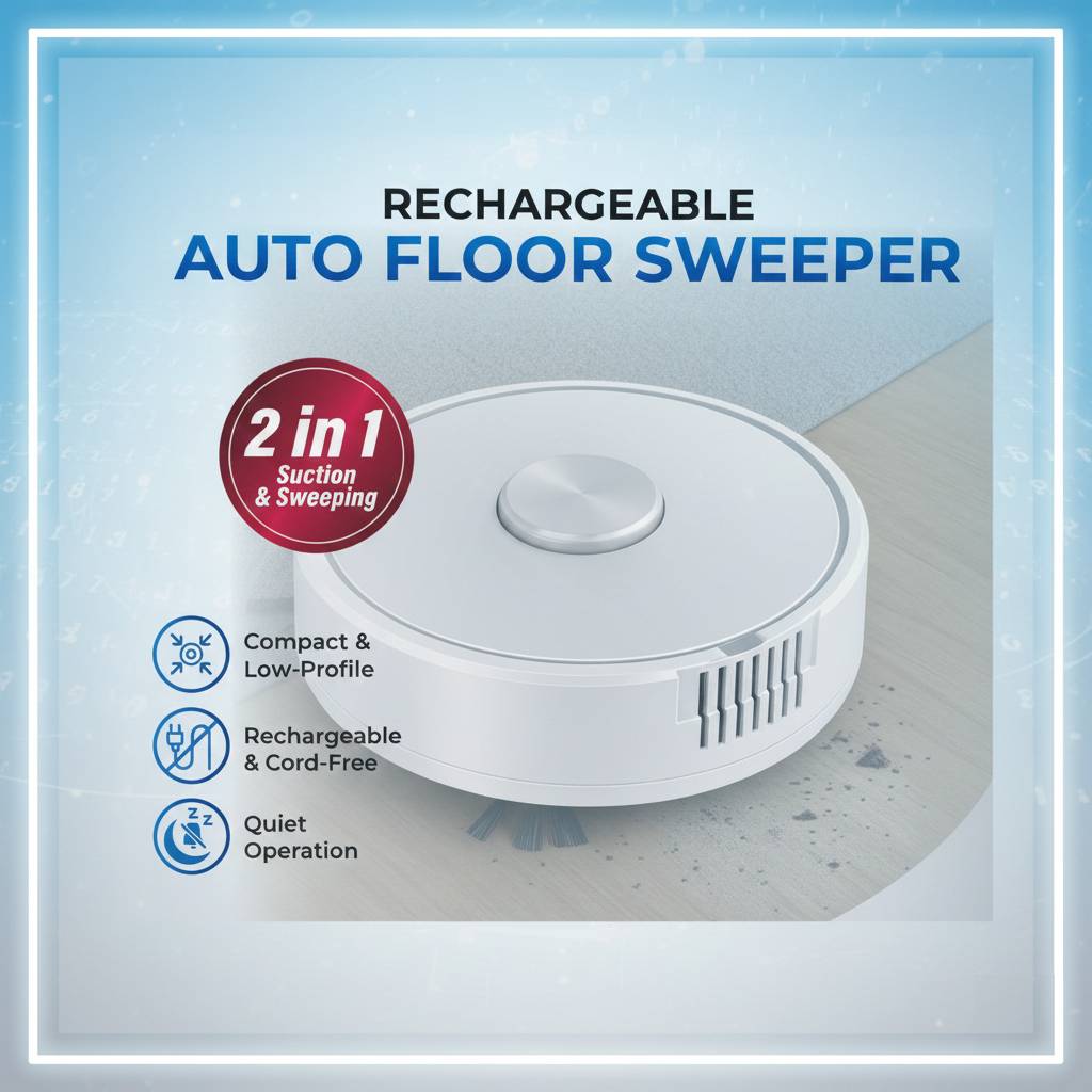 Rechargeable Auto Hard Floor & Low Carpet Sweeper Robot Vacuum – Compact 8088 Model, USB Charging, Low Noise