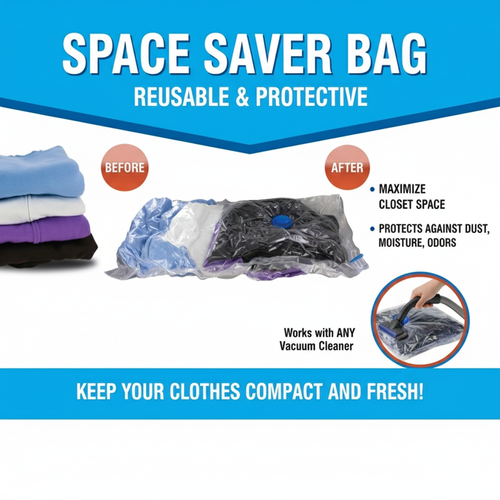 2-Pack Vacuum Seal Storage Bag for Clothing, Bedding, and Linens