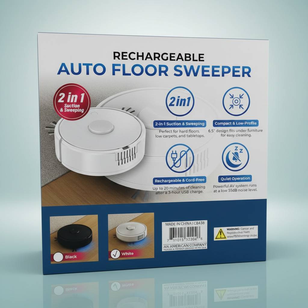 Rechargeable Auto Hard Floor & Low Carpet Sweeper Robot Vacuum – Compact 8088 Model, USB Charging, Low Noise