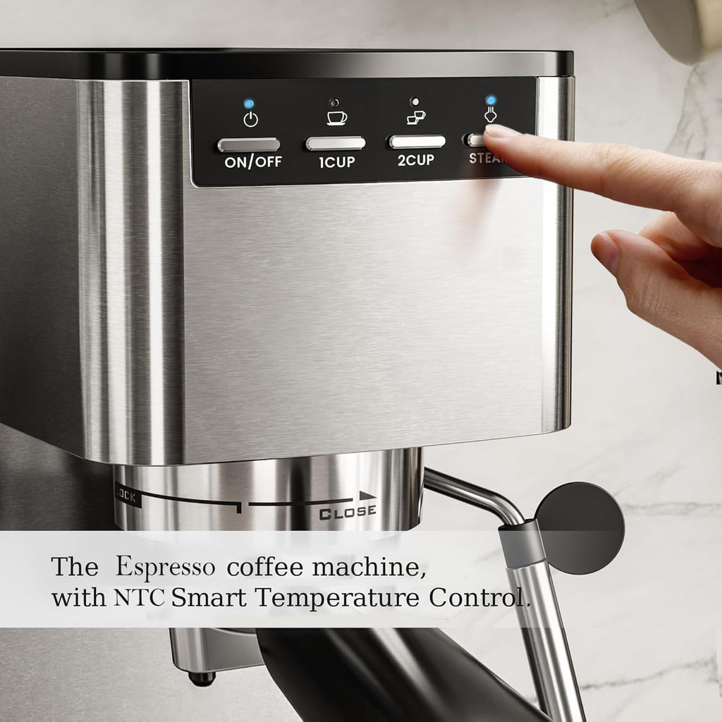 Kismile Espresso Coffee Maker Machine 20 Bar, with Milk Frother Steam Wand CM8032