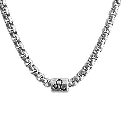 Vintage Zodiac Necklace Stainless Steel Box Chain Astrology Jewelry for Men