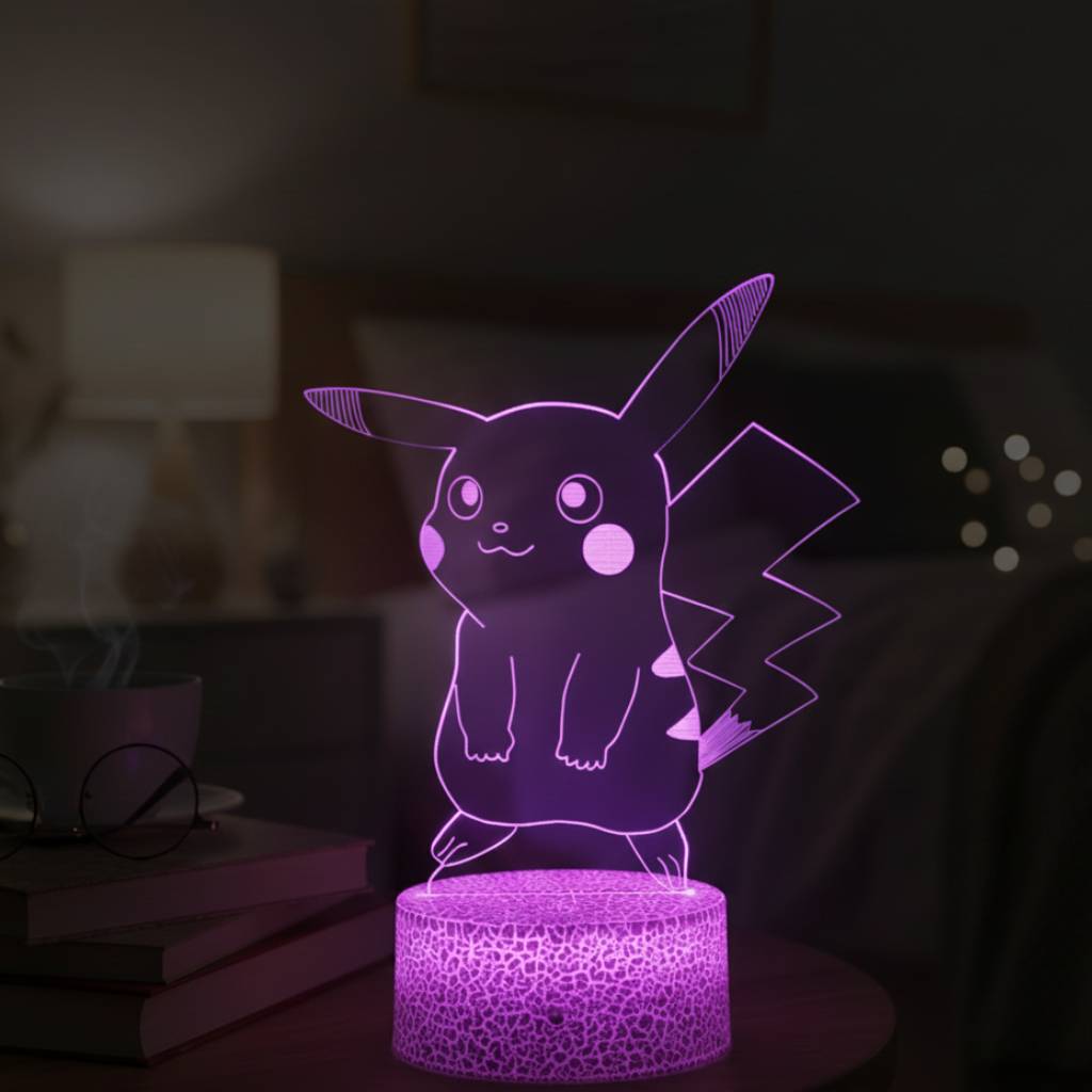 Adorable Pika 3D Illusion LED Lamp | Color-Changing Night Light