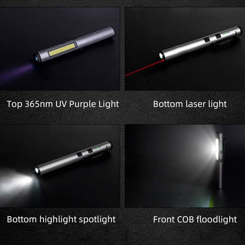 Multifunctional Rechargeable Pen Light with UV (365nm) & Laser – USB-C Charging, Compact Handheld Design
