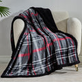 Midnight Plaid Sherpa Throw Blanket 50 x 60 Inches – Soft Fleece Front with Plush Sherpa Backing, Cozy Warm Decorative Throw for Sofa, Couch, Bed & Living Room