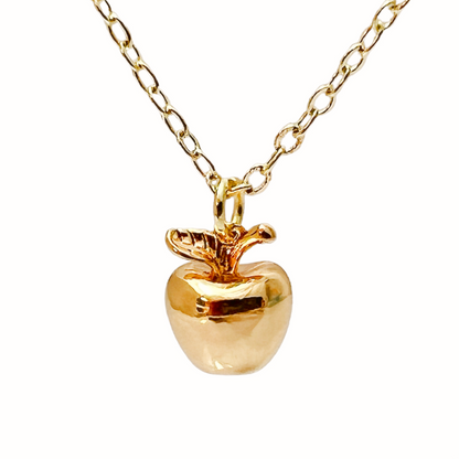 Gold Apple Necklace Cute Teacher Gift Kawaii Dainty Fruit Jewelry