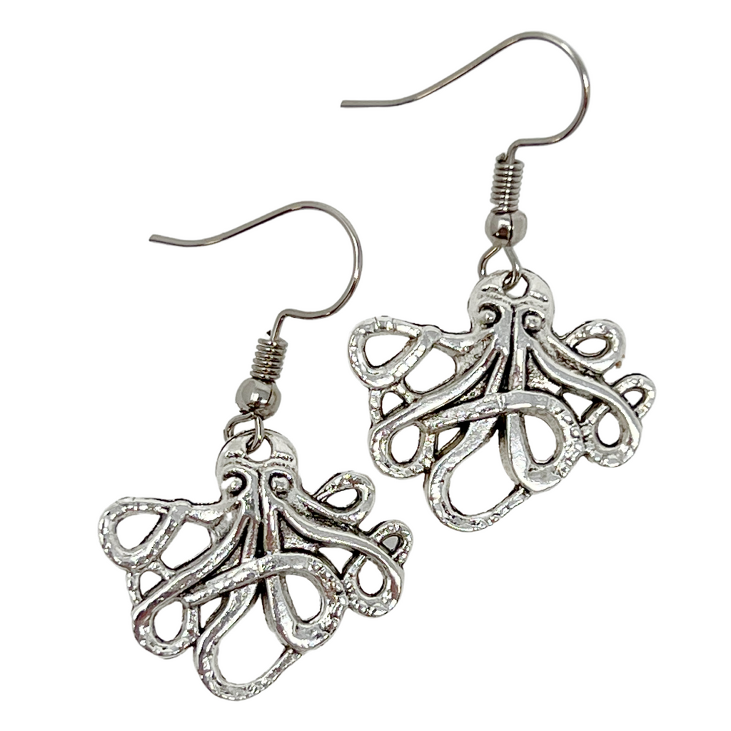 Octopus Earrings Steampunk Nautical Silver Bronze Tentacle Dangle Jewelry