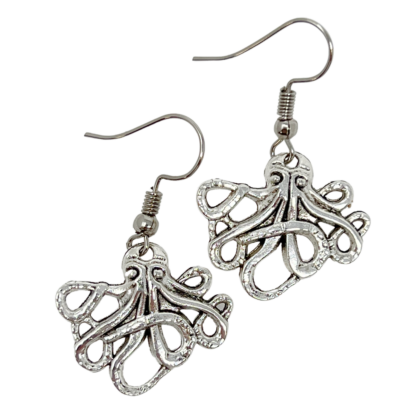 Octopus Earrings Steampunk Nautical Silver Bronze Tentacle Dangle Jewelry