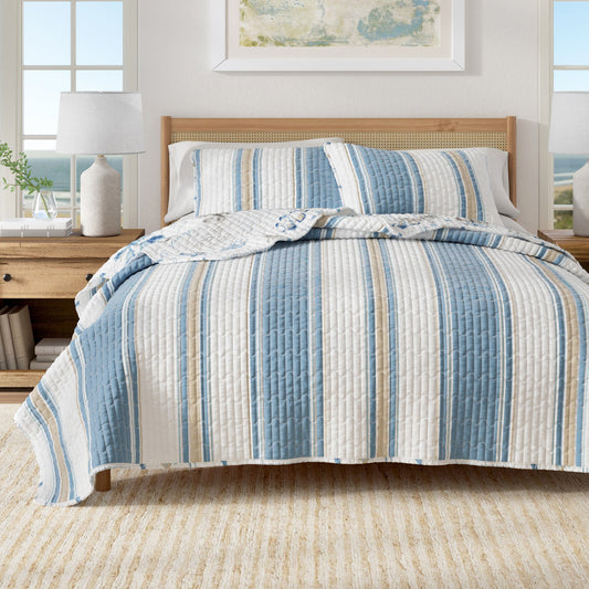 Stripe & Ocean Story Coastal Quilt Set - New Castle Collection
