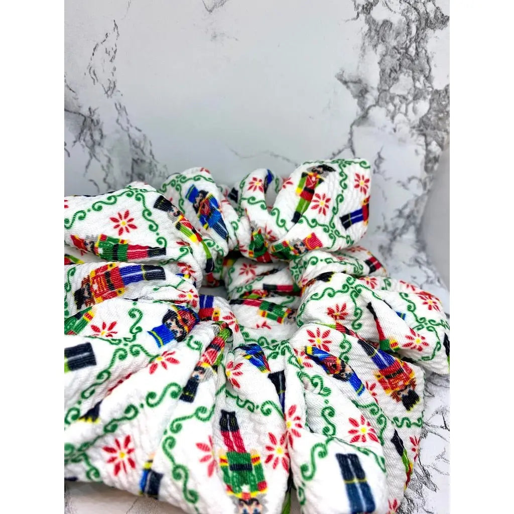 White Nutcracker Bullet Christmas Scrunchie
