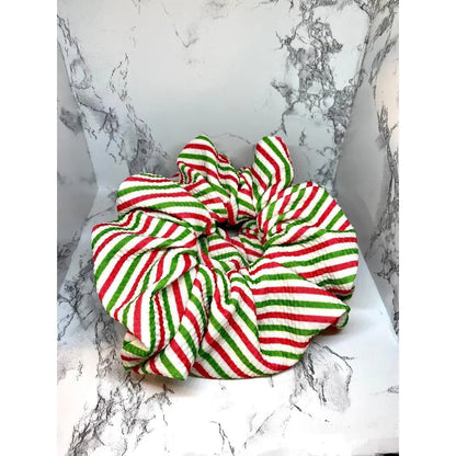 Striped Candy Cane Christmas Bullet Scrunchie