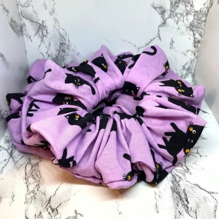 Purple Kitty Cat Scrunchie