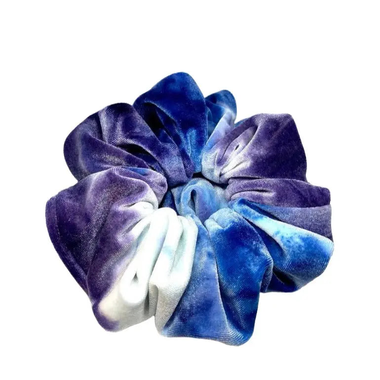 Blue & Purple Tie Dye Velvet Scrunchie