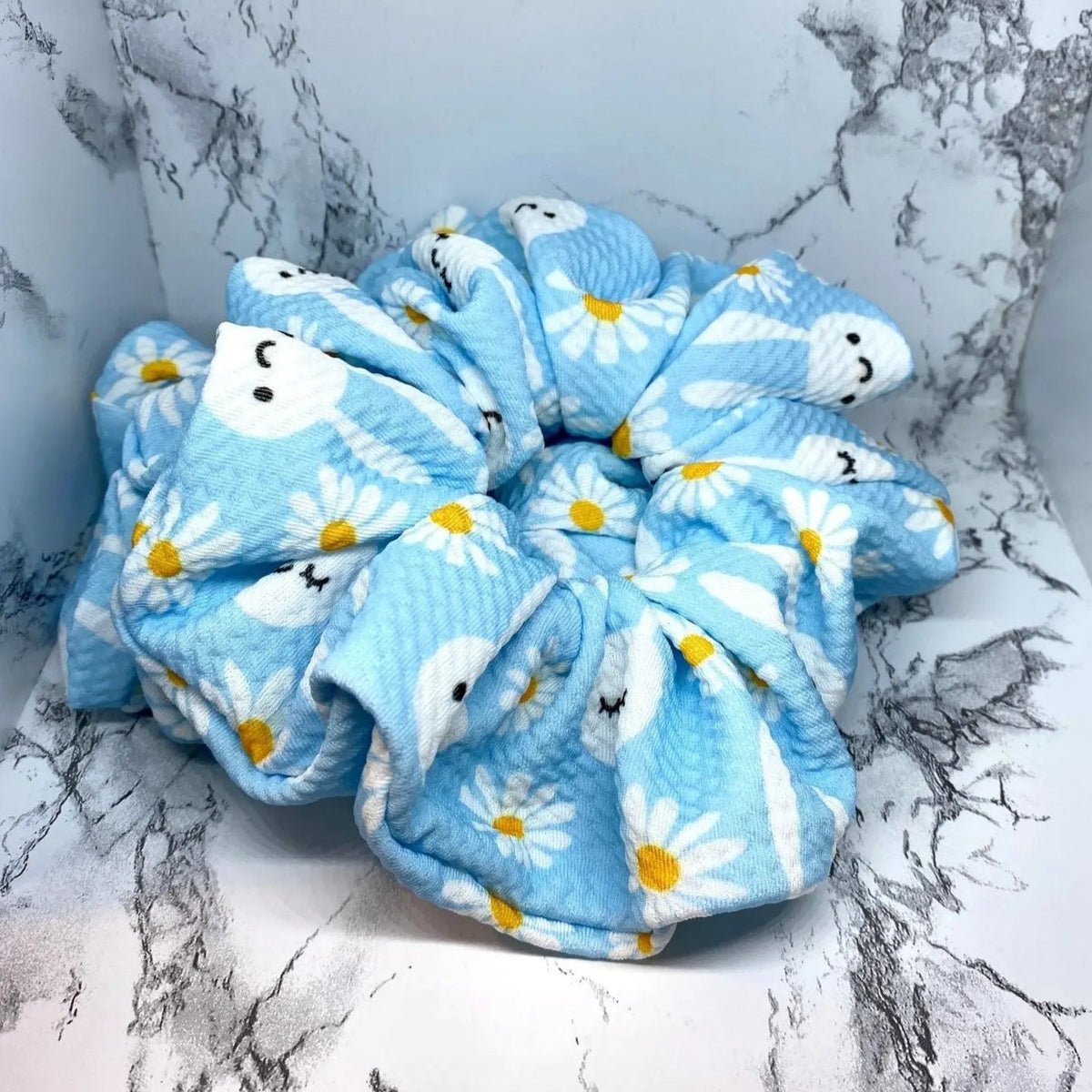 Blue Bunny and Daisy Easter Bullet Scrunchie