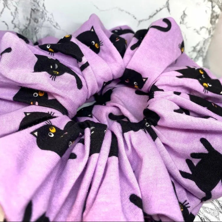 Purple Kitty Cat Scrunchie
