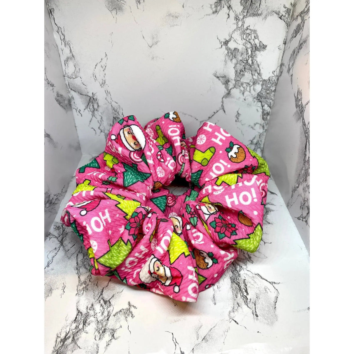 Pink Hohoho Christmas Bullet Scrunchie