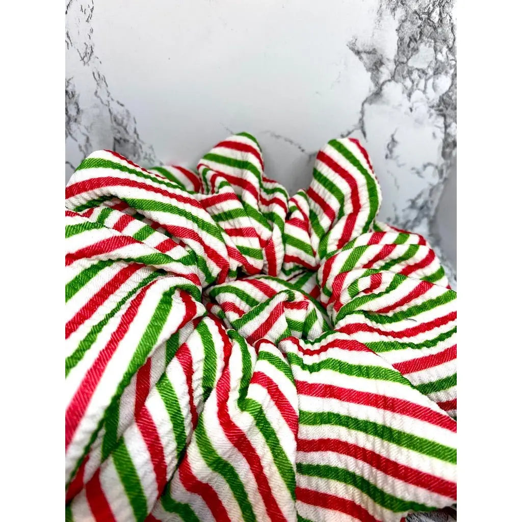 Striped Candy Cane Christmas Bullet Scrunchie