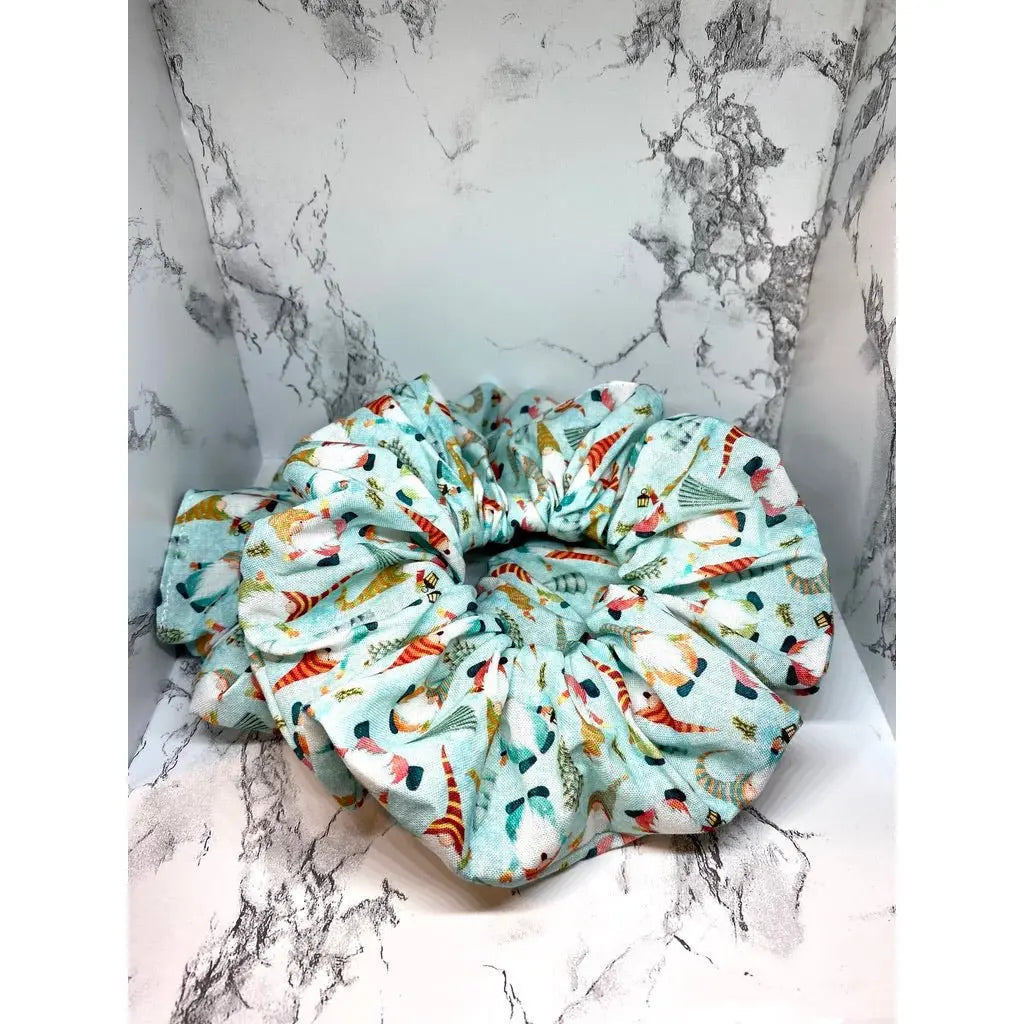 Blue Gnomes Christmas Scrunchie