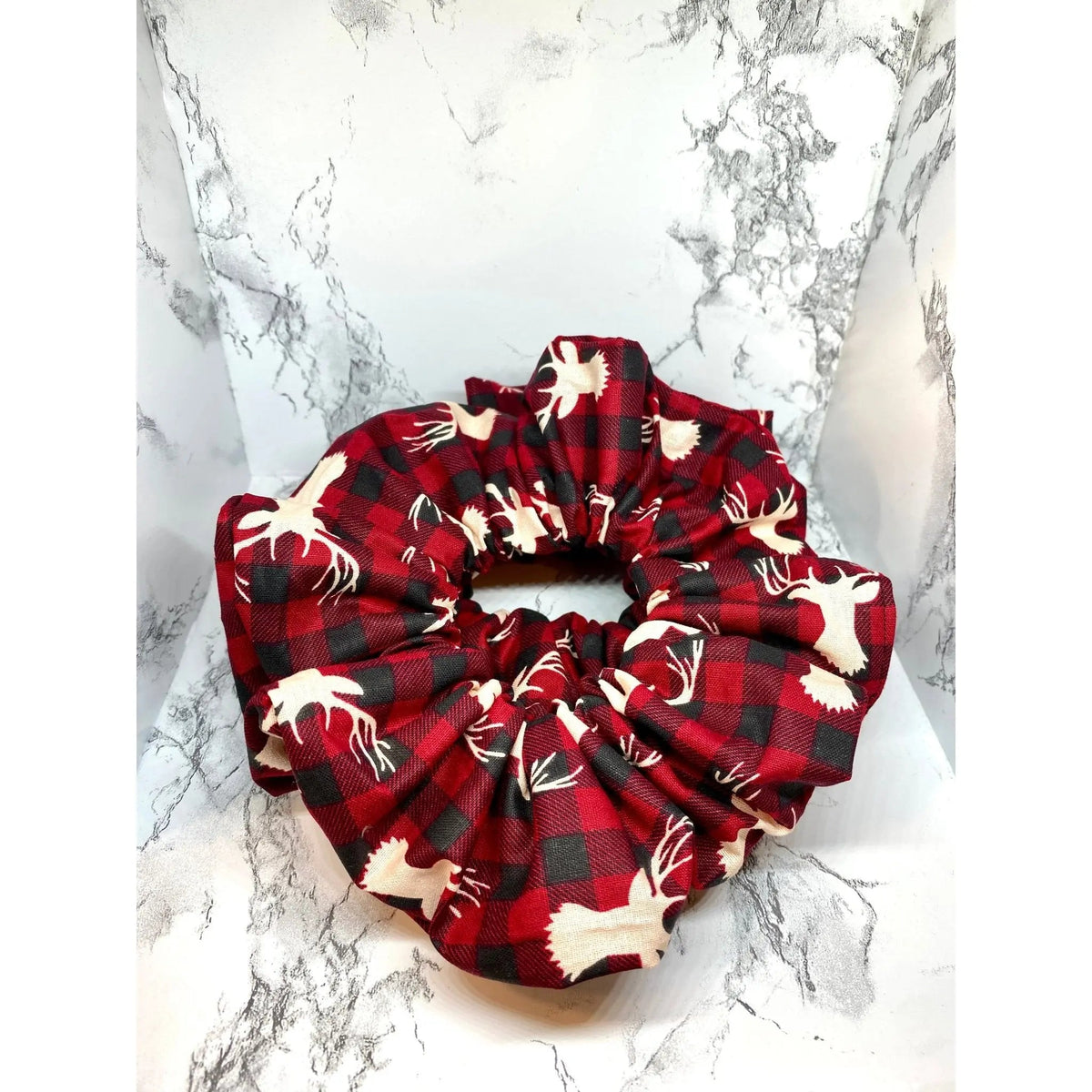 Reindeer Buffalo Christmas Scrunchie