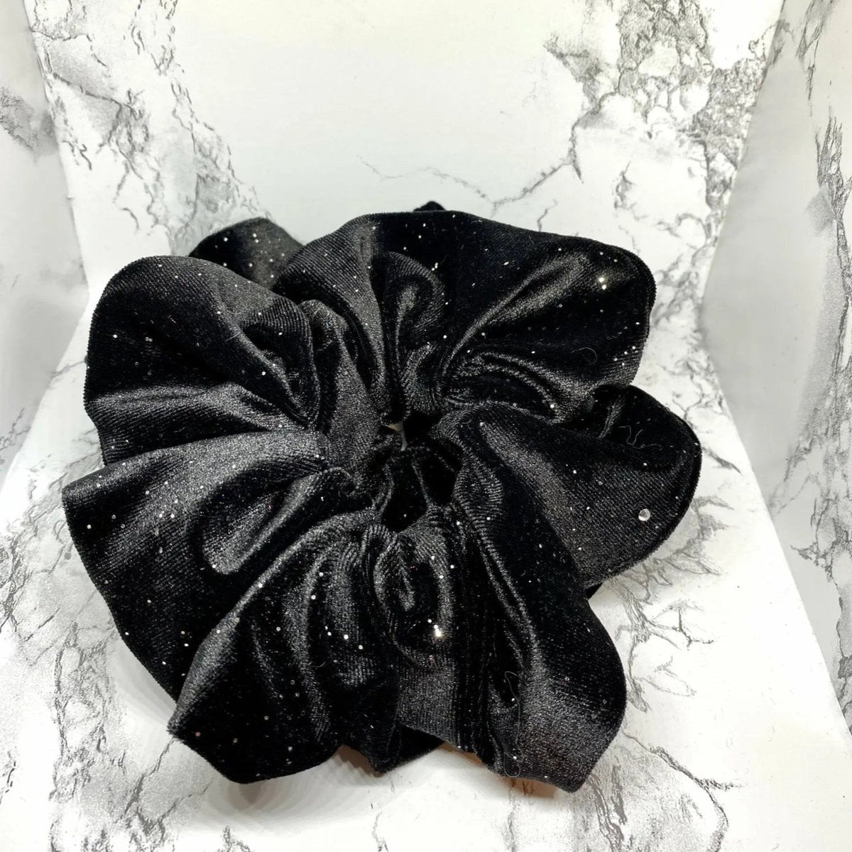 Black Sparkle Velvet Scrunchie