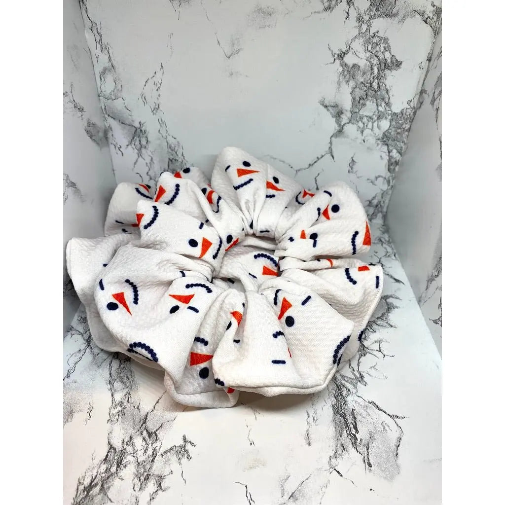 White Snowman Christmas Bullet Scrunchie