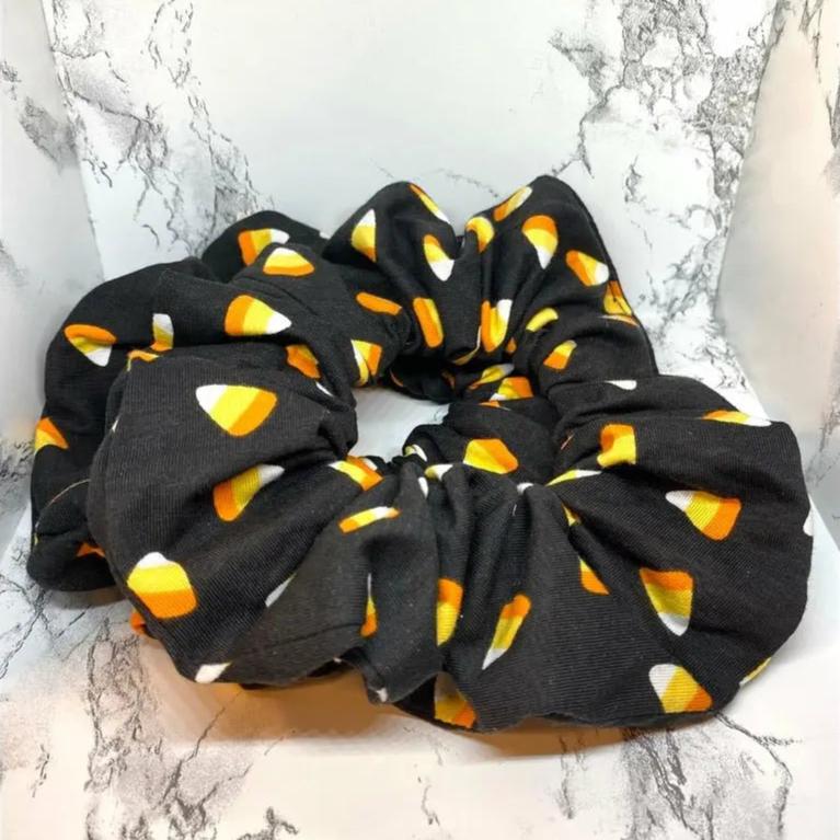 Candy Corn Halloween Scrunchie