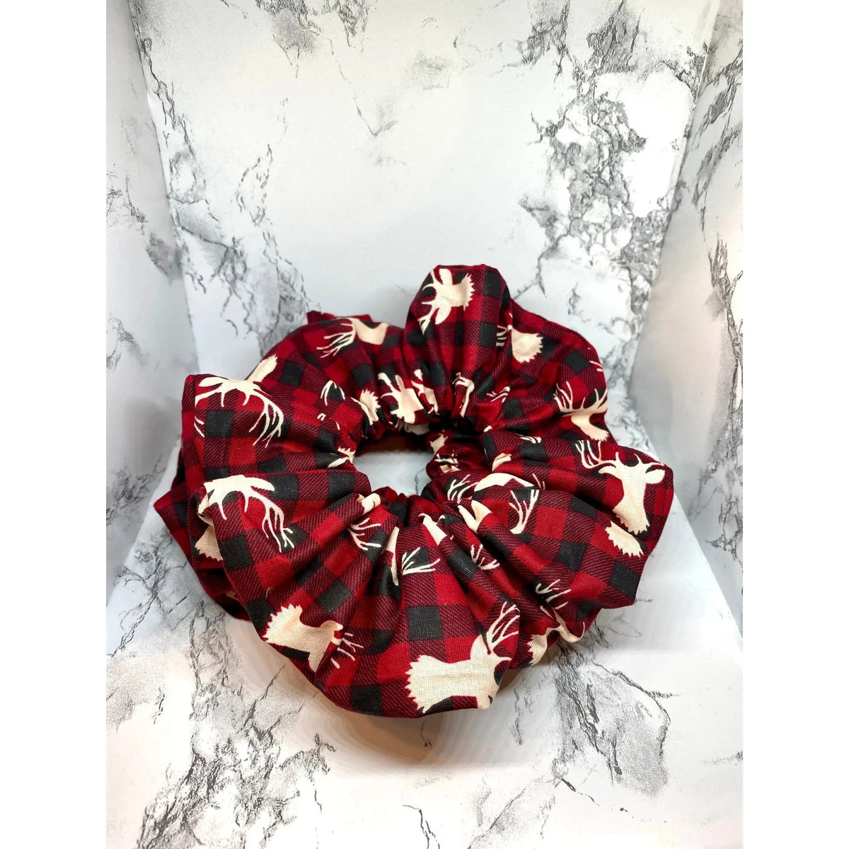Reindeer Buffalo Christmas Scrunchie