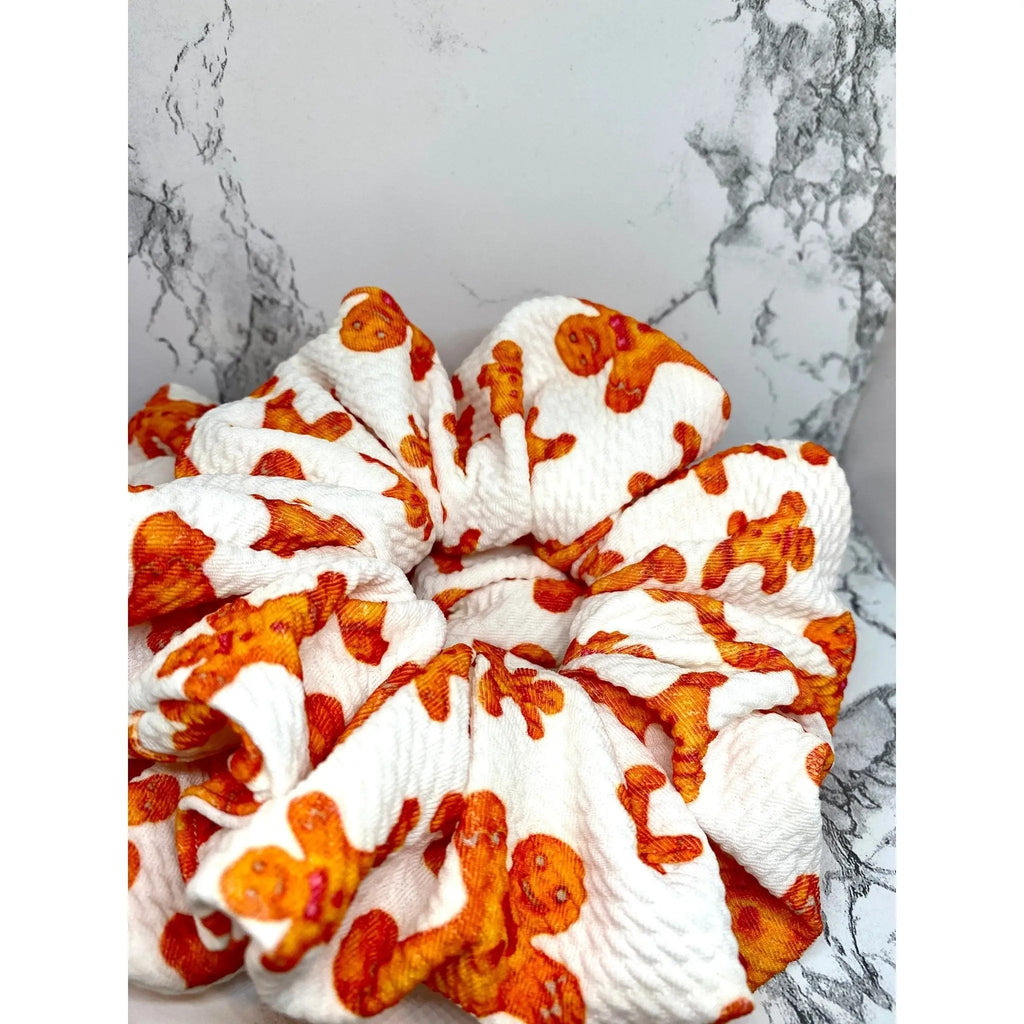 White Gingerbread Christmas Bullet Scrunchie
