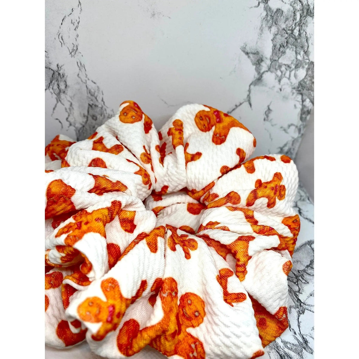 White Gingerbread Christmas Bullet Scrunchie