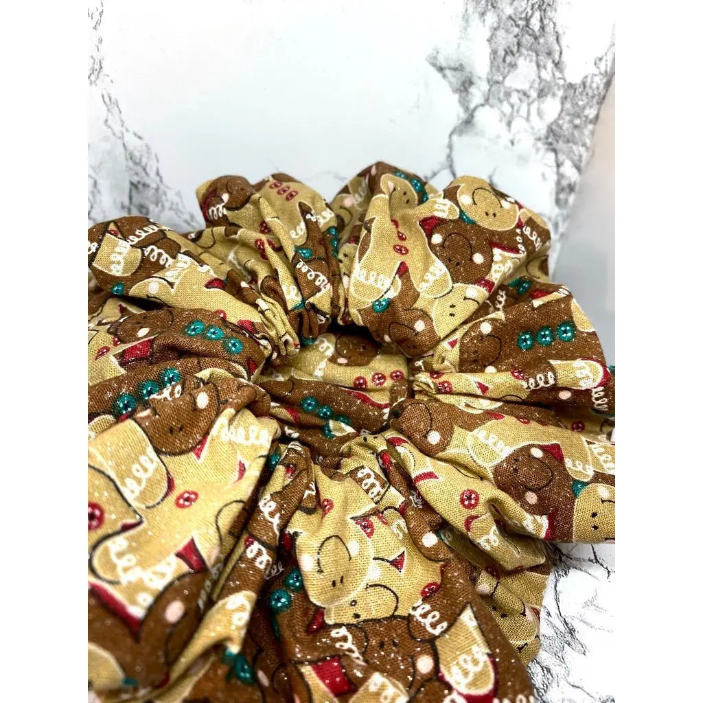 Glitter Gingerbread Christmas Scrunchie