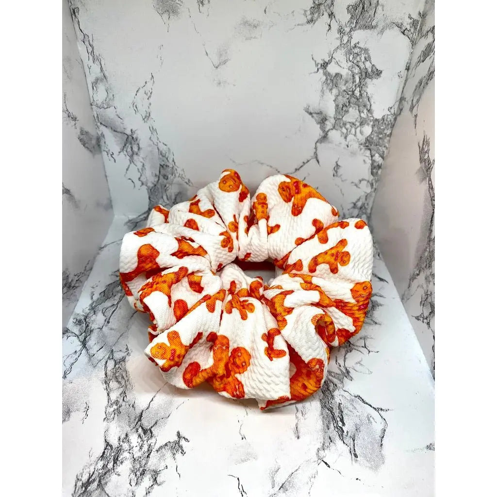 White Gingerbread Christmas Bullet Scrunchie