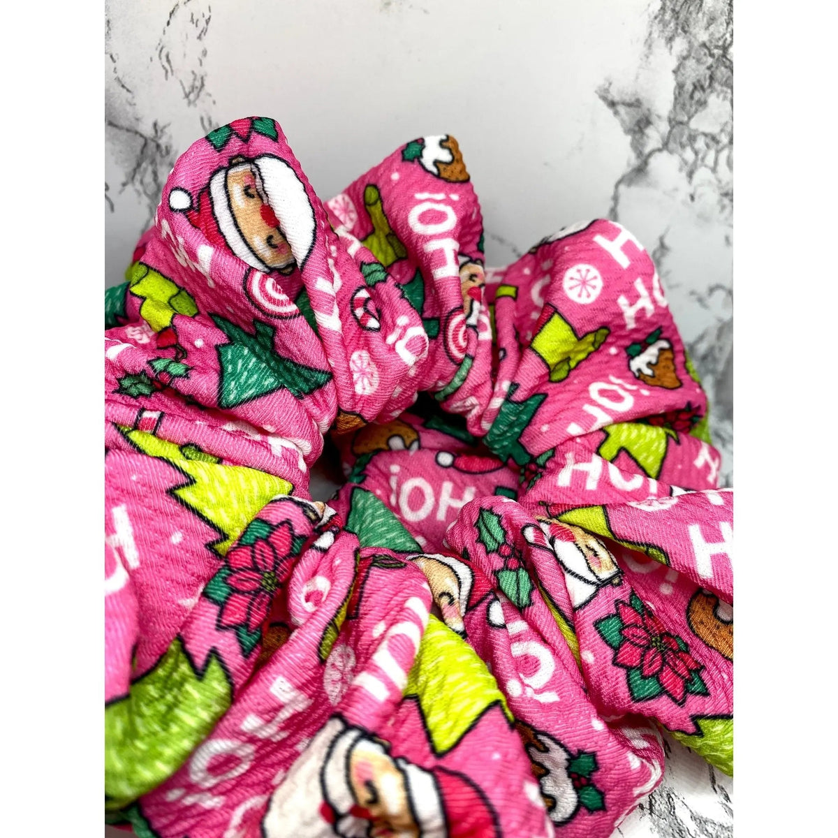 Pink Hohoho Christmas Bullet Scrunchie