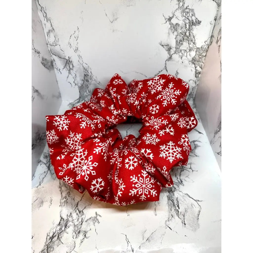 Red Snowflake Christmas Scrunchie