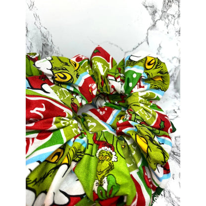Medium Green Grinch Christmas Scrunchie